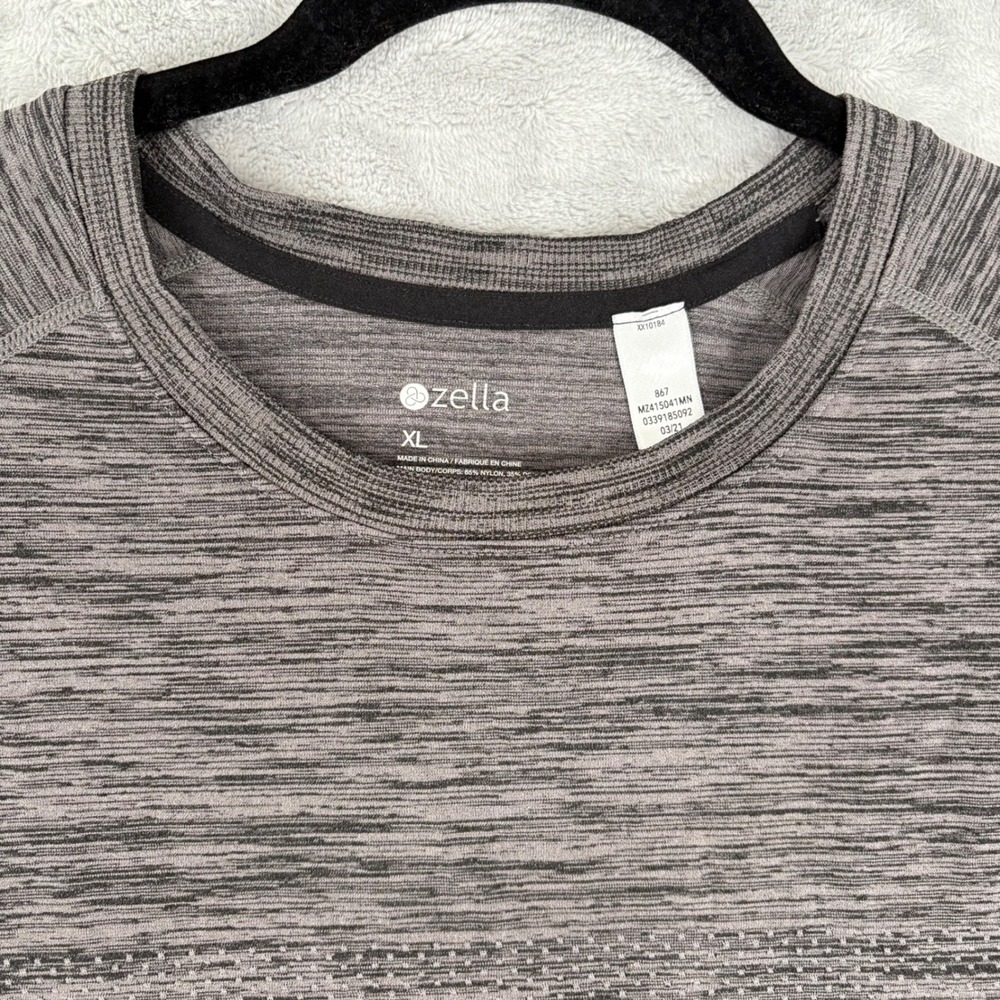 Zella Performance Athletic XL Men's T-Shirt Gray Crew Neck Raglan Heathered - Picture 3 of 7